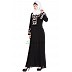 Front open embroidery abaya- Black Front open embroidery abaya- Black